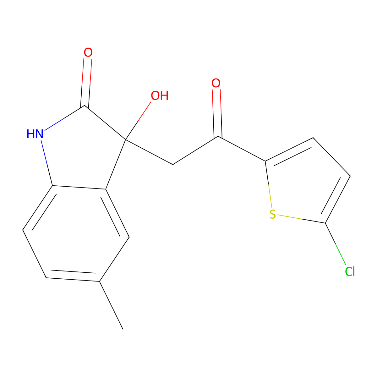 3-[2-(5-chlorothiophen-2-yl)-2-oxoethyl]-3-hydroxy-5-methyl-1H-indol-2-one molecular structure, CAS 439091-22-2