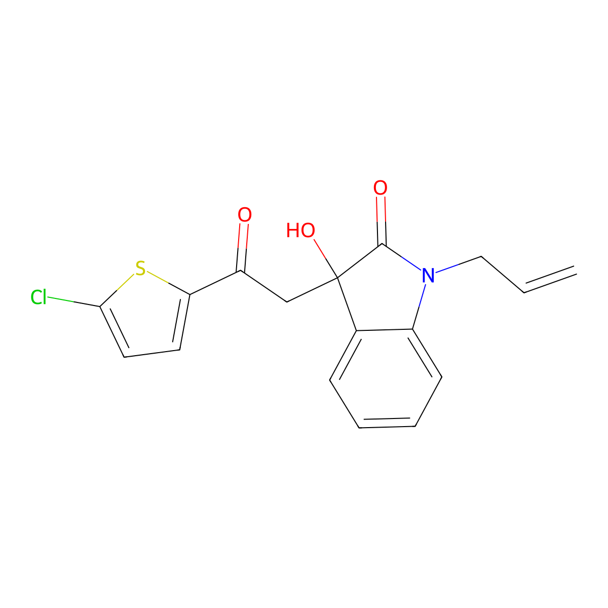 3-[2-(5-Chlorothiophen-2-yl)-2-oxoethyl]-3-hydroxy-1-prop-2-enylindol-2-one molecular structure, CAS 439091-28-8