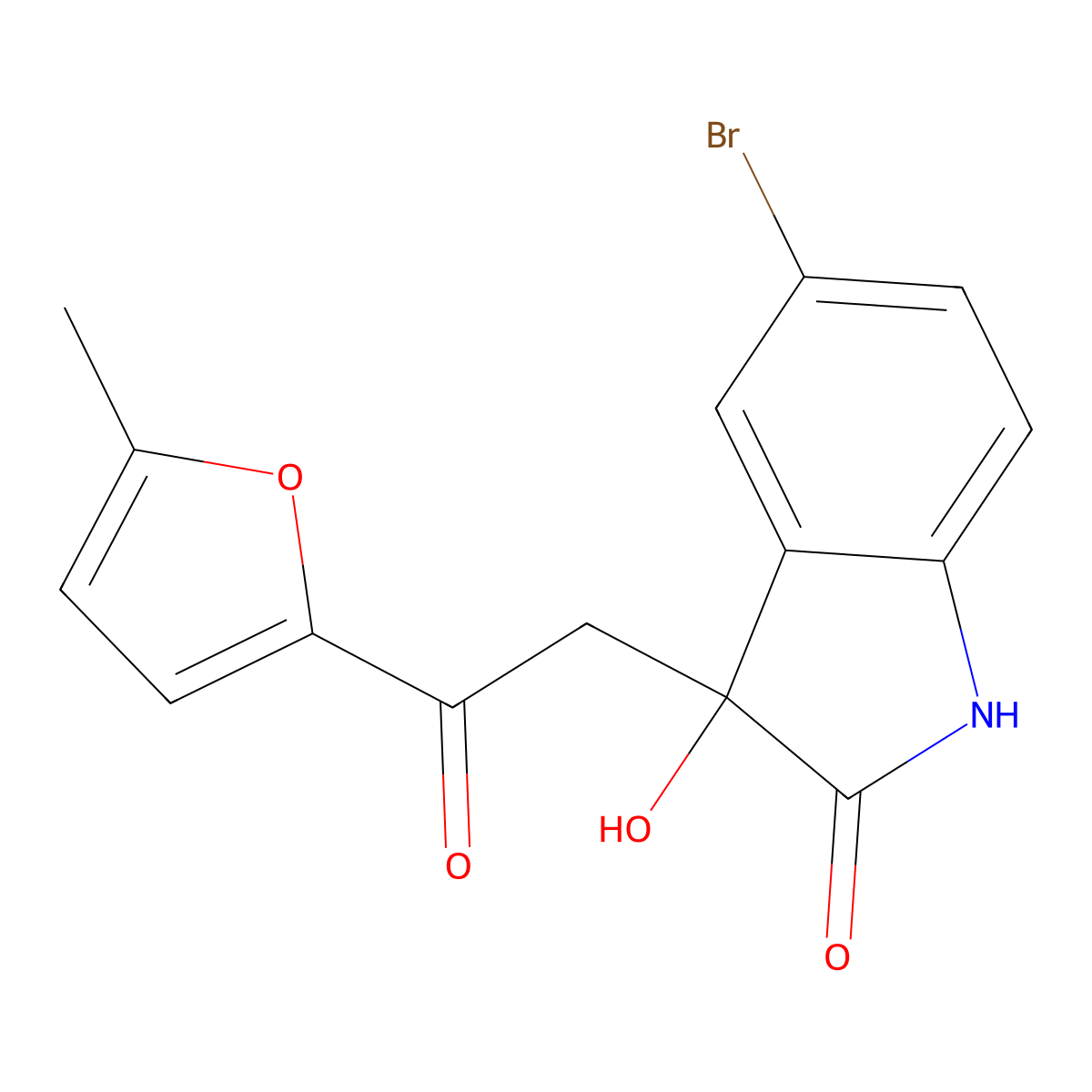 5-bromo-3-hydroxy-3-[2-(5-methylfuran-2-yl)-2-oxoethyl]-1H-indol-2-one molecular structure, CAS 439091-86-8