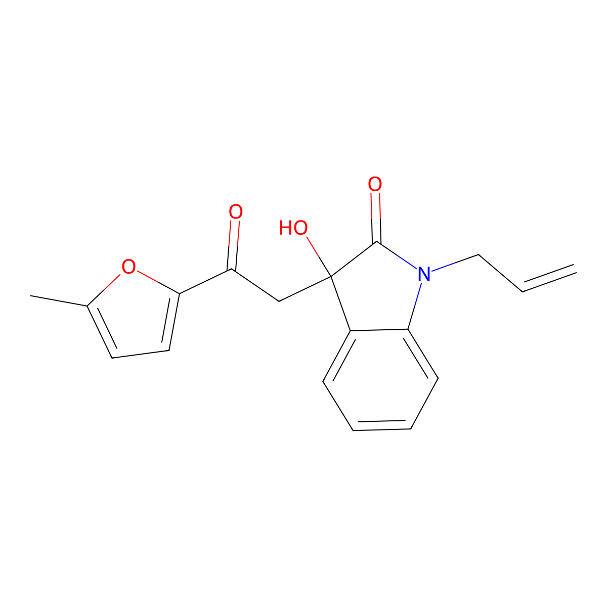 3-Hydroxy-3-[2-(5-methylfuran-2-yl)-2-oxoethyl]-1-prop-2-enylindol-2-one molecular structure, CAS 439091-88-0