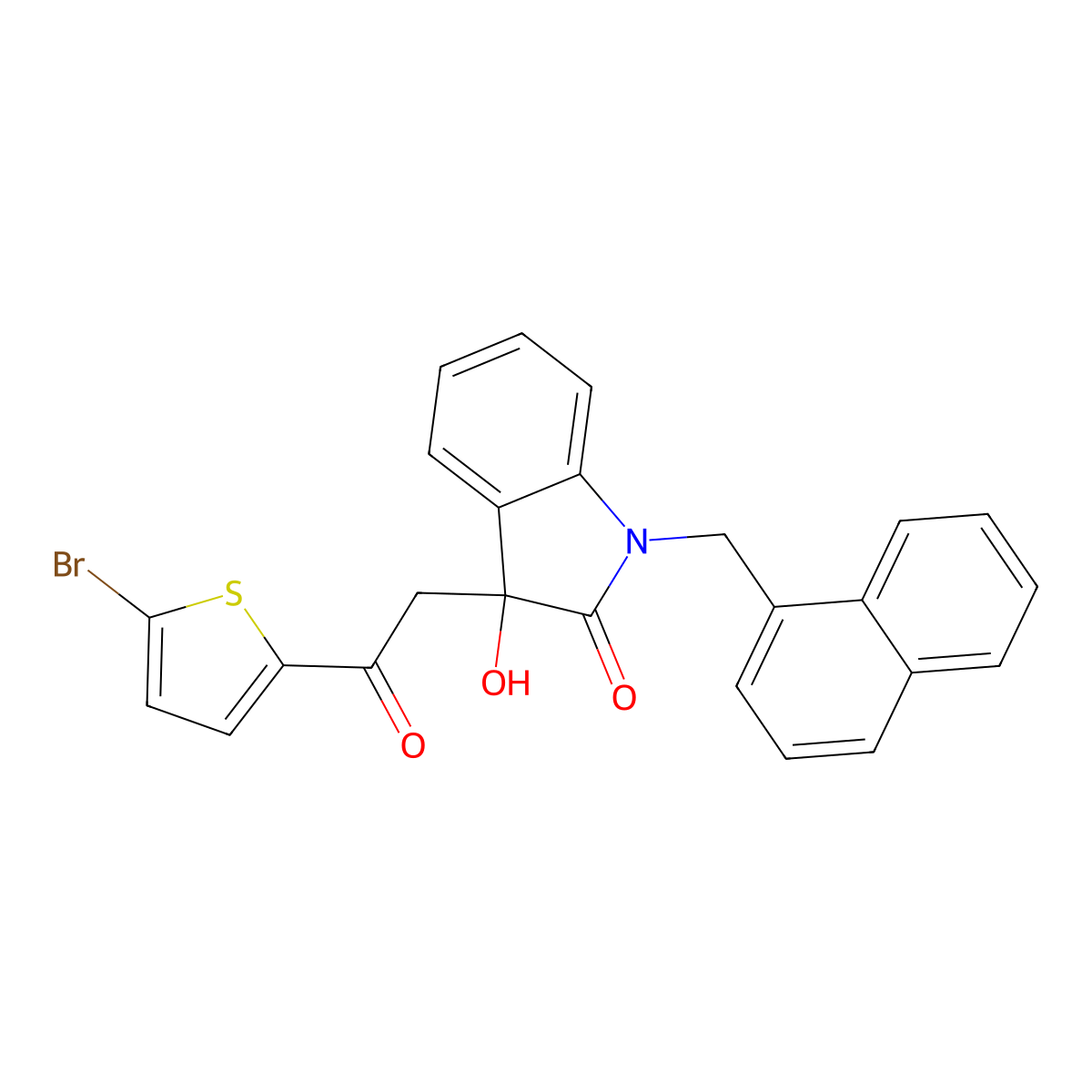 3-[2-(5-Bromothiophen-2-yl)-2-oxoethyl]-3-hydroxy-1-(naphthalen-1-ylmethyl)indol-2-one molecular structure, CAS 439091-92-6