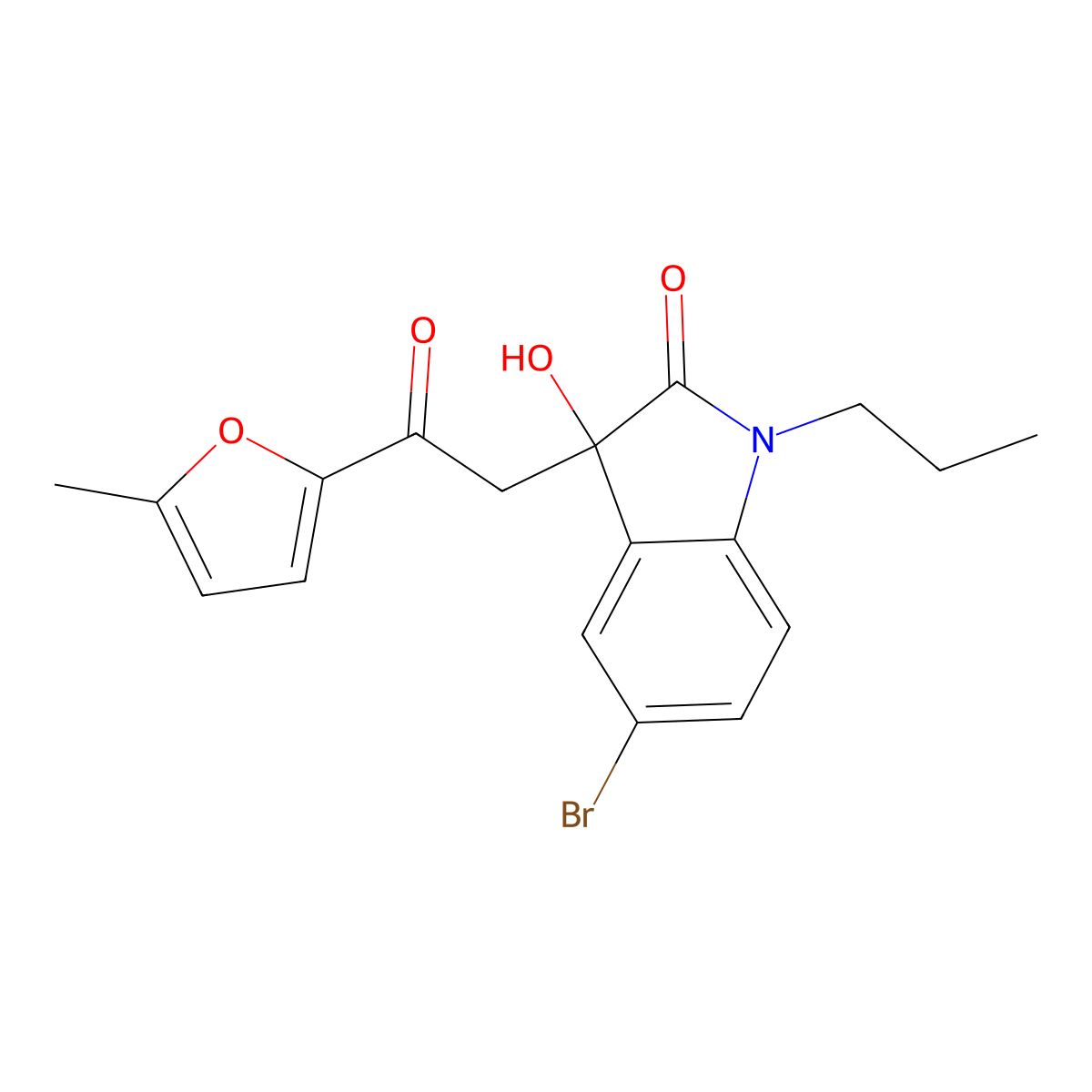 5-bromo-3-hydroxy-3-[2-(5-methylfuran-2-yl)-2-oxoethyl]-1-propyl-1,3-dihydro-2H-indol-2-one molecular structure, CAS 439091-96-0