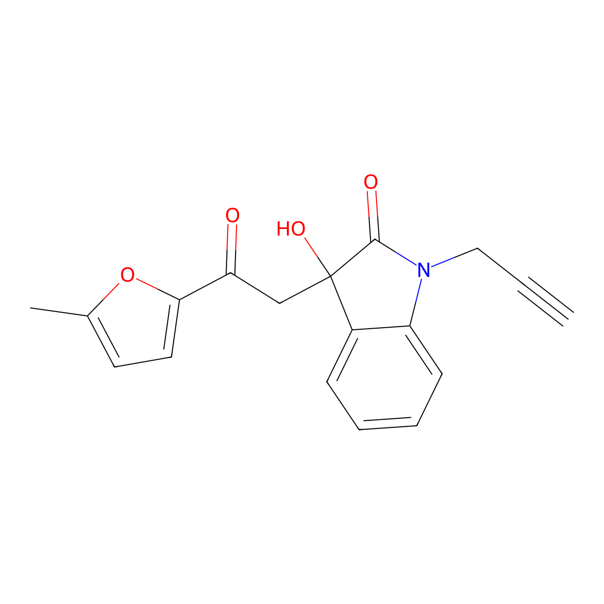 3-Hydroxy-3-[2-(5-methylfuran-2-yl)-2-oxoethyl]-1-prop-2-ynylindol-2-one molecular structure, CAS 439092-01-0