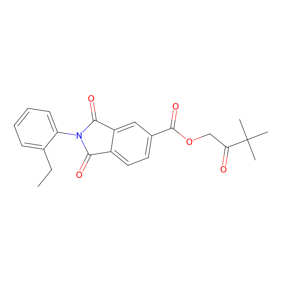 3,3-Dimethyl-2-oxobutyl 2-(2-ethylphenyl)-1,3-dioxo-5-isoindolinecarboxylate molecular structure, CAS 439092-24-7