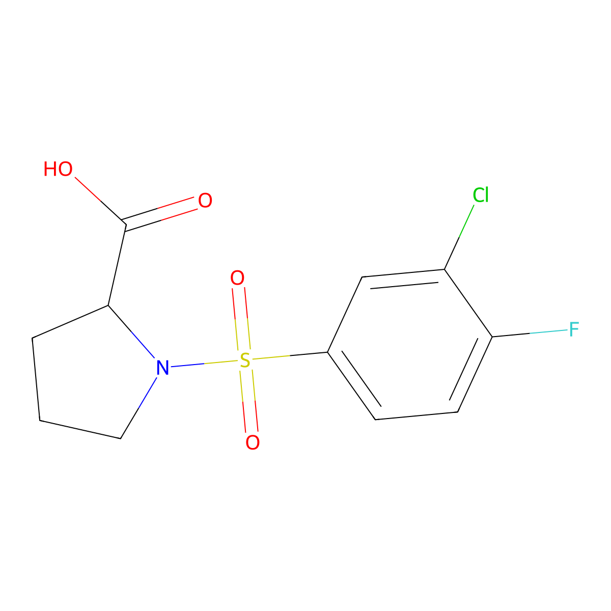 ((3-Chloro-4-fluorophenyl)sulfonyl)proline molecular structure, CAS 439093-24-0