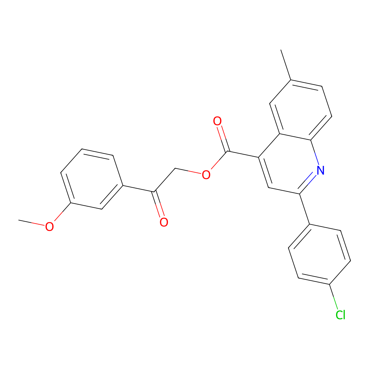 2-(3-Methoxyphenyl)-2-oxoethyl 2-(4-chlorophenyl)-6-methyl-4-quinolinecarboxylate molecular structure, CAS 439093-70-6