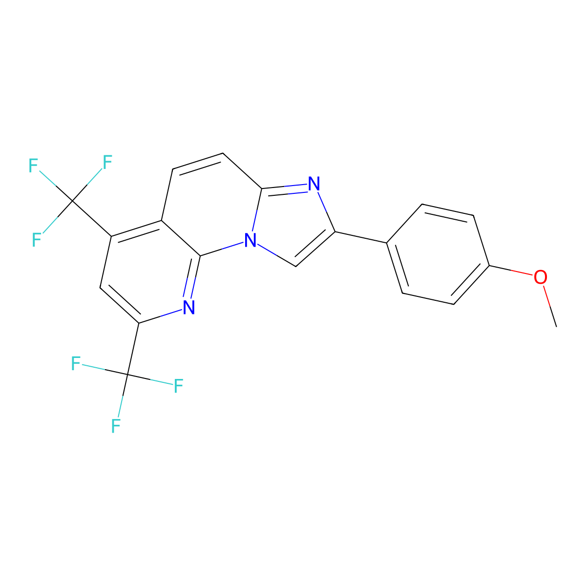 8-(4-Methoxyphenyl)-2,4-bis(trifluoromethyl)imidazo[1,2-a][1,8]naphthyridine molecular structure, CAS 439093-80-8