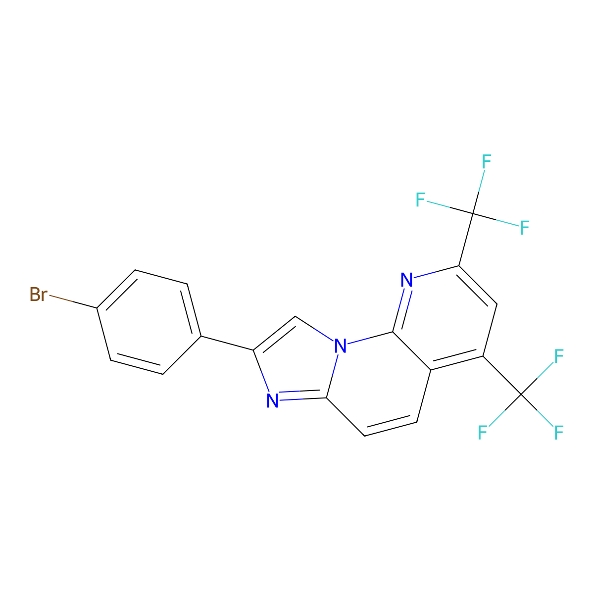 8-(4-Bromophenyl)-2,4-bis(trifluoromethyl)imidazo[1,2-a][1,8]naphthyridine molecular structure, CAS 439093-95-5
