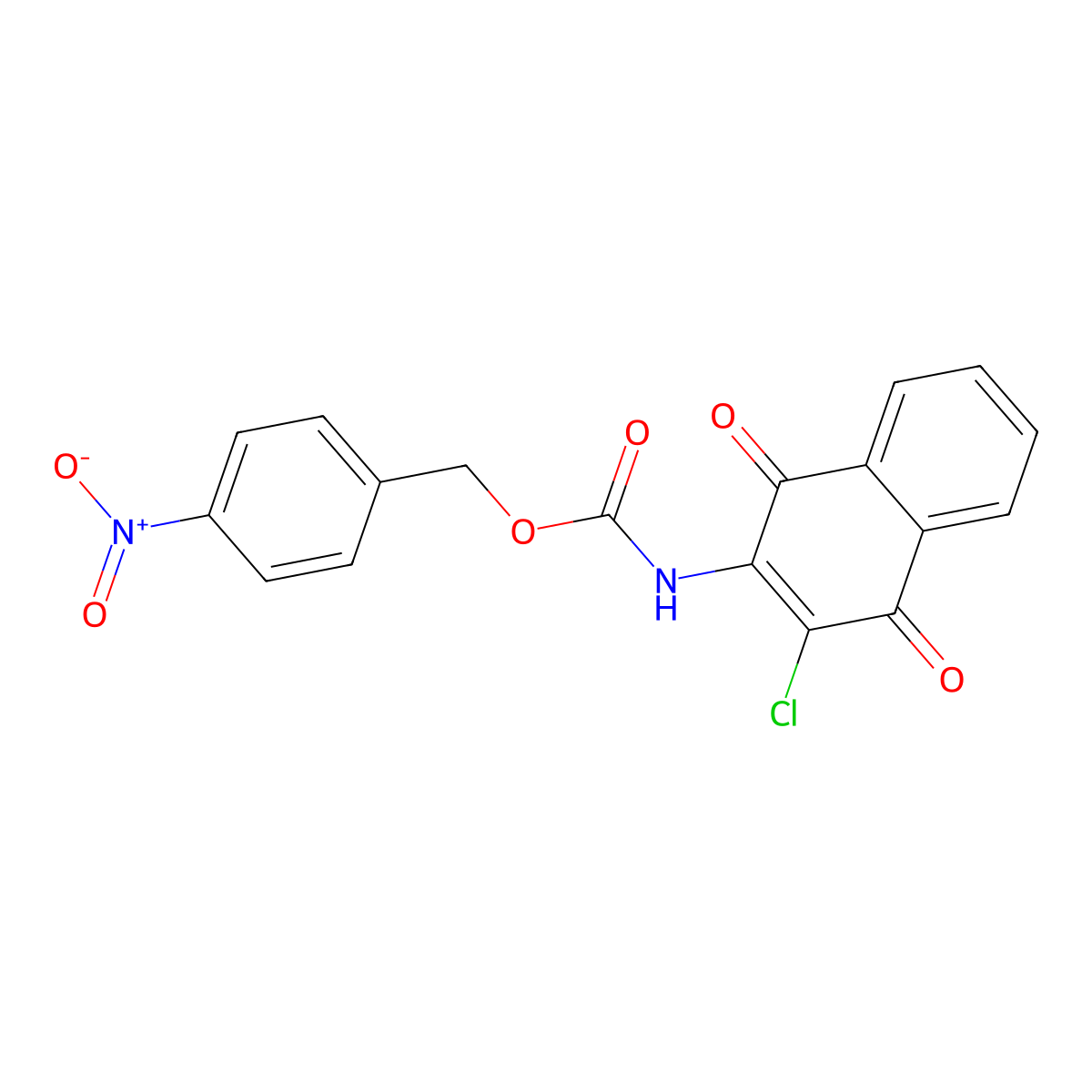 4-nitrobenzyl N-(3-chloro-1,4-dioxo-1,4-dihydro-2-naphthalenyl)carbamate molecular structure, CAS 439093-98-8