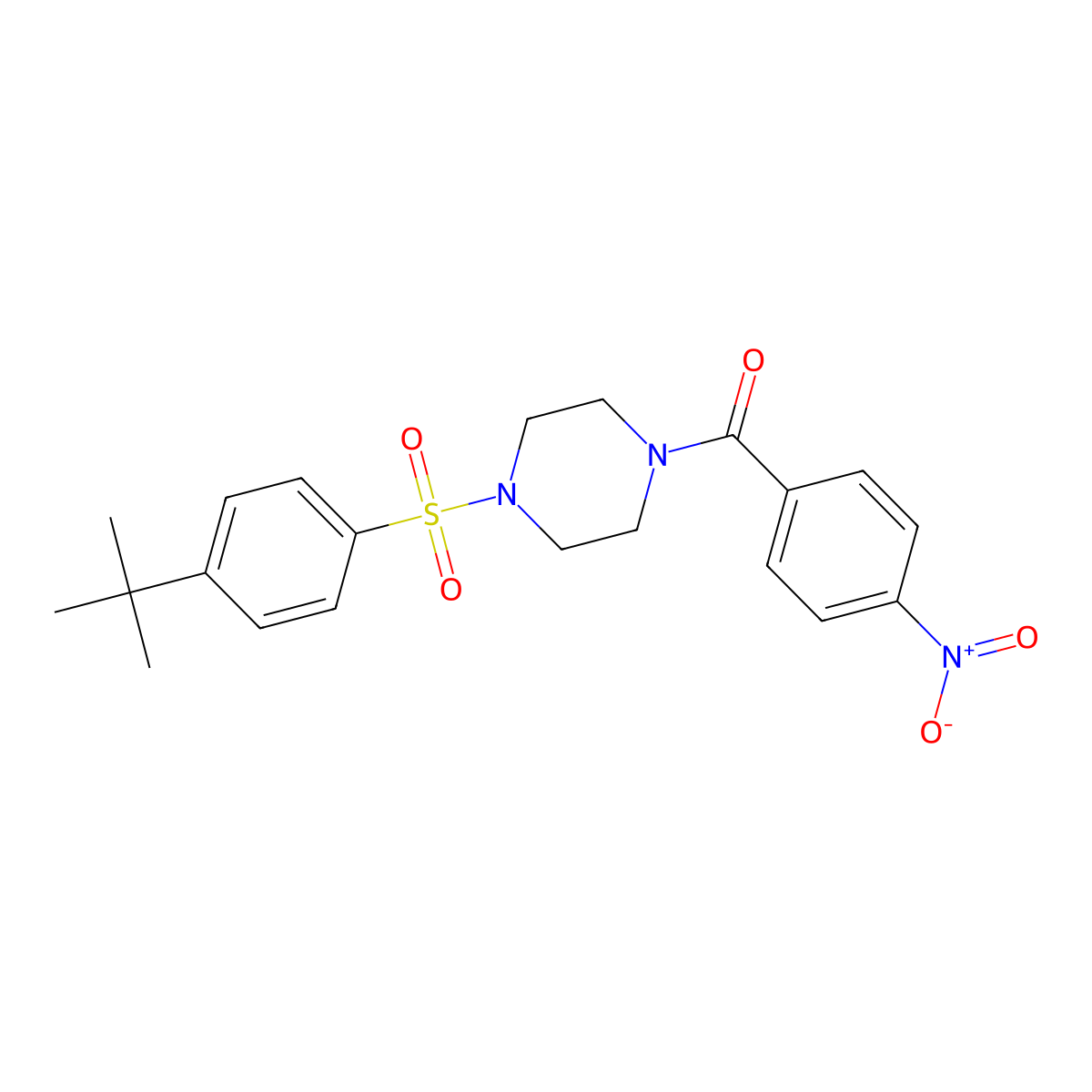 (4-{[4-(Tert-butyl)phenyl]sulfonyl}piperazino)(4-nitrophenyl)methanone molecular structure, CAS 439094-02-7