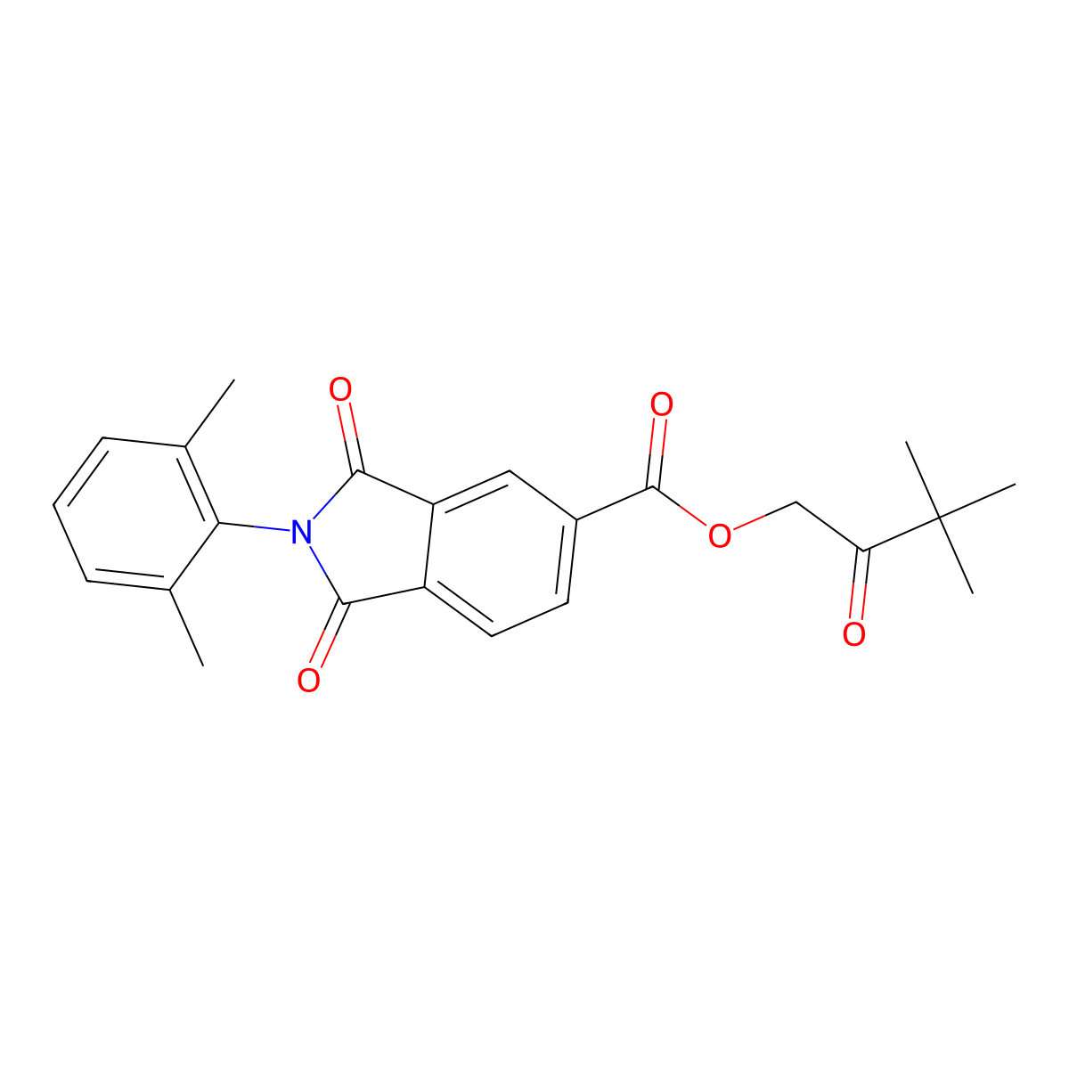3,3-dimethyl-2-oxobutyl 2-(2,6-dimethylphenyl)-1,3-dioxo-2,3-dihydro-1H-isoindole-5-carboxylate molecular structure, CAS 439094-20-9