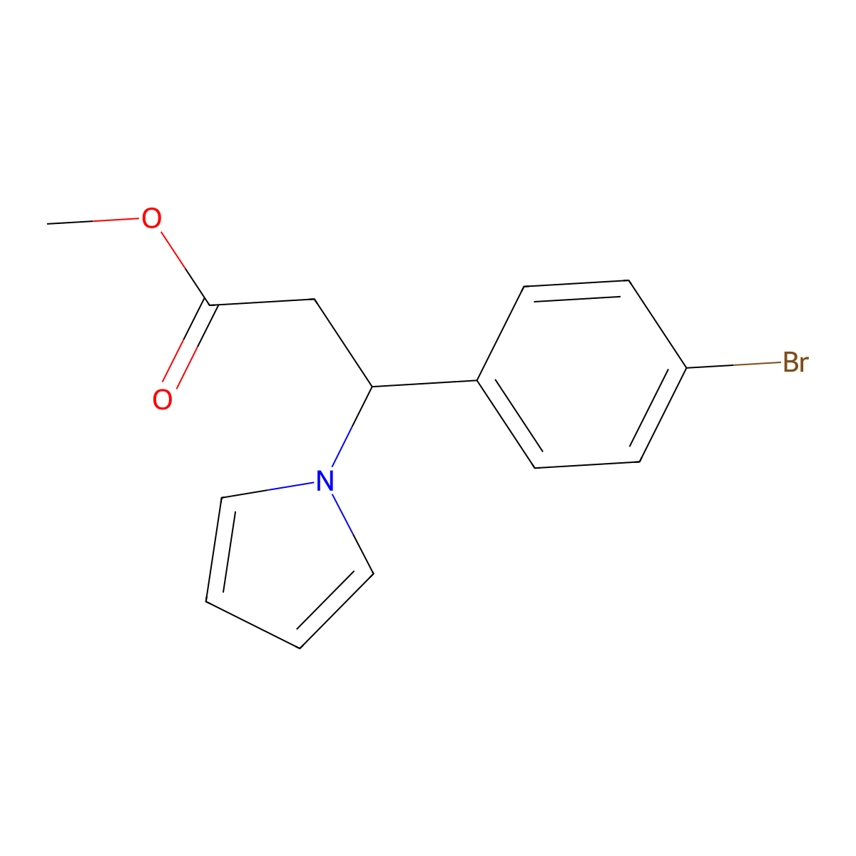 methyl 3-(4-bromophenyl)-3-(1H-pyrrol-1-yl)propanoate molecular structure, CAS 439094-24-3