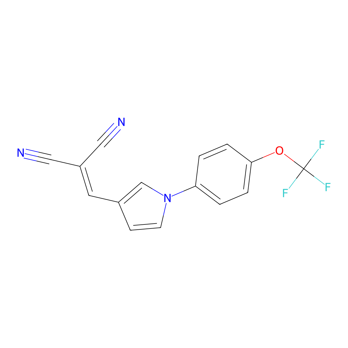 2-({1-[4-(trifluoromethoxy)phenyl]-1H-pyrrol-3-yl}methylene)malononitrile molecular structure, CAS 439094-26-5