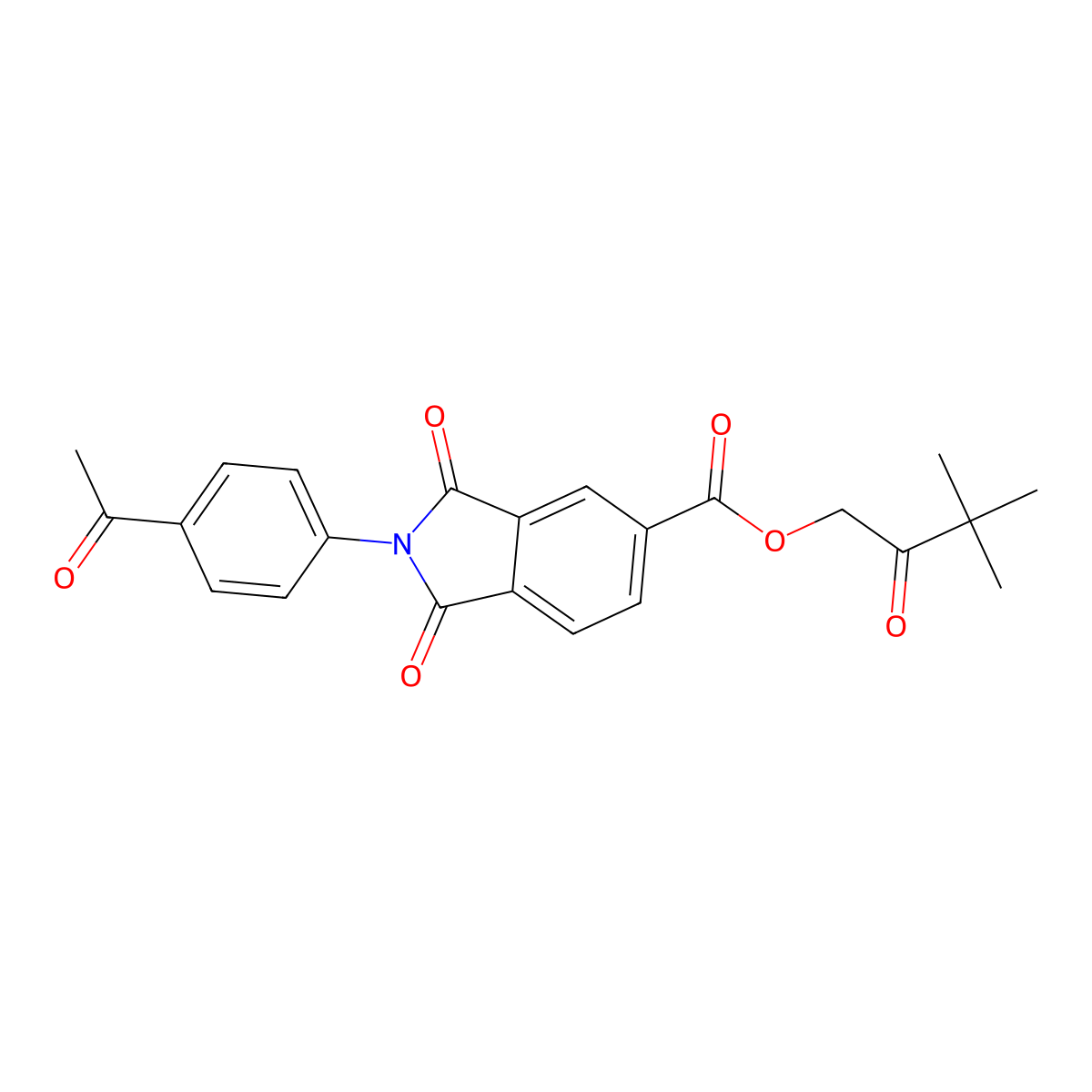 3,3-dimethyl-2-oxobutyl 2-(4-acetylphenyl)-1,3-dioxo-2,3-dihydro-1H-isoindole-5-carboxylate molecular structure, CAS 439094-27-6