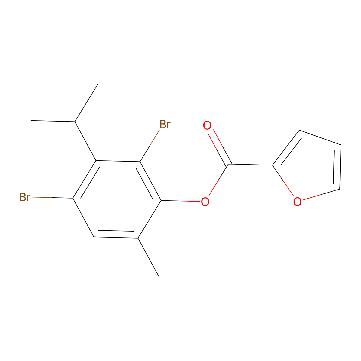 2,4-Dibromo-3-isopropyl-6-methylphenyl 2-furoate molecular structure, CAS 439094-34-5