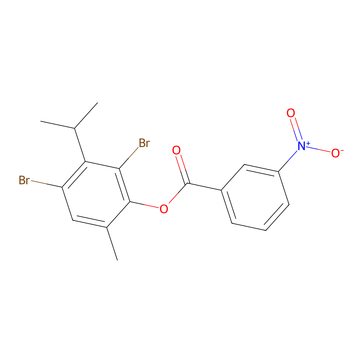 2,4-Dibromo-3-isopropyl-6-methylphenyl 3-nitrobenzenecarboxylate molecular structure, CAS 439094-36-7