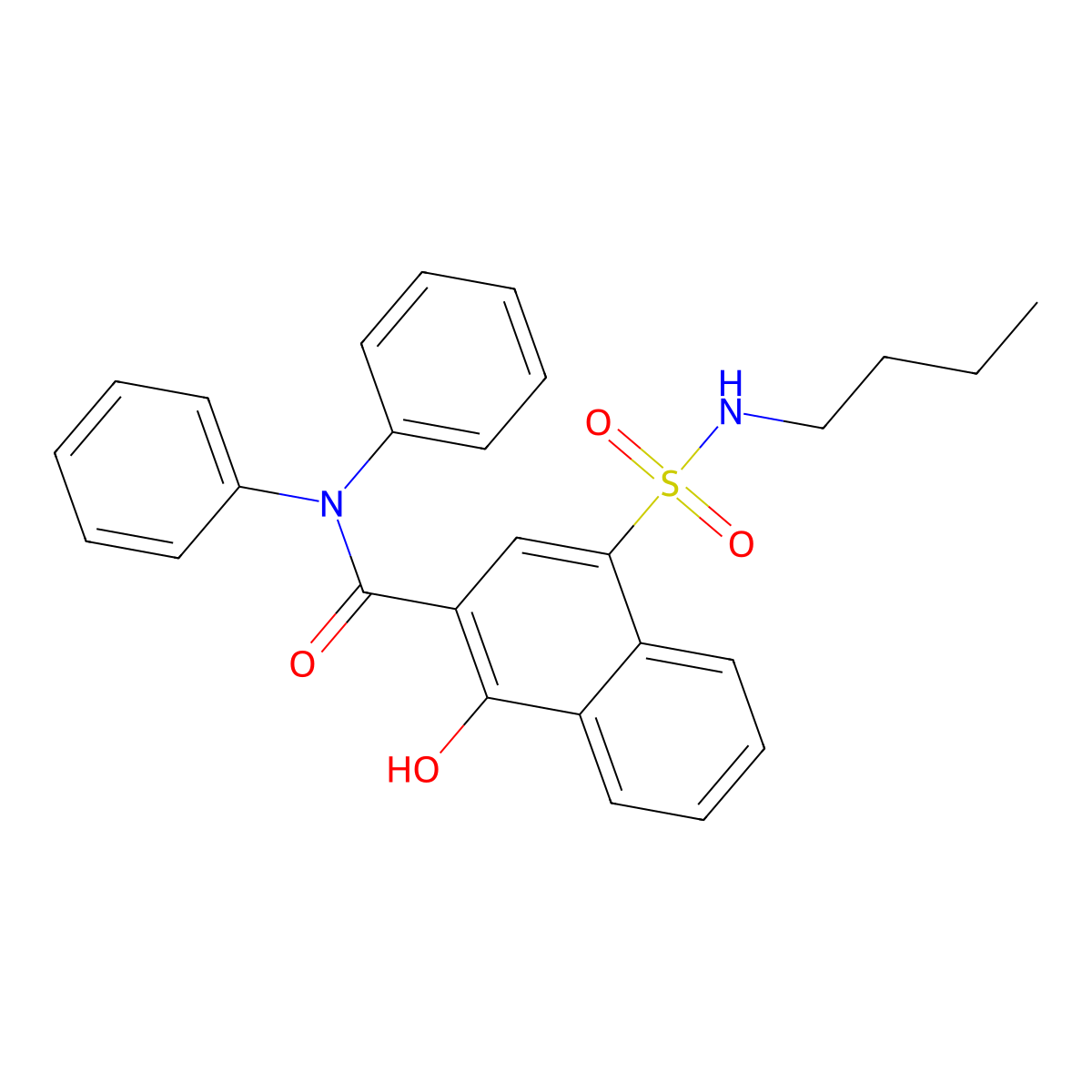4-((Butylamino)sulfonyl)-1-hydroxy-N,N-diphenyl-2-naphthamide molecular structure, CAS 439094-41-4