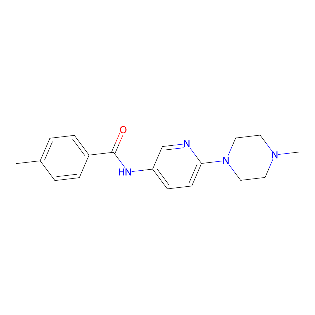 4-methyl-N-[6-(4-methylpiperazin-1-yl)pyridin-3-yl]benzamide molecular structure, CAS 439094-48-1