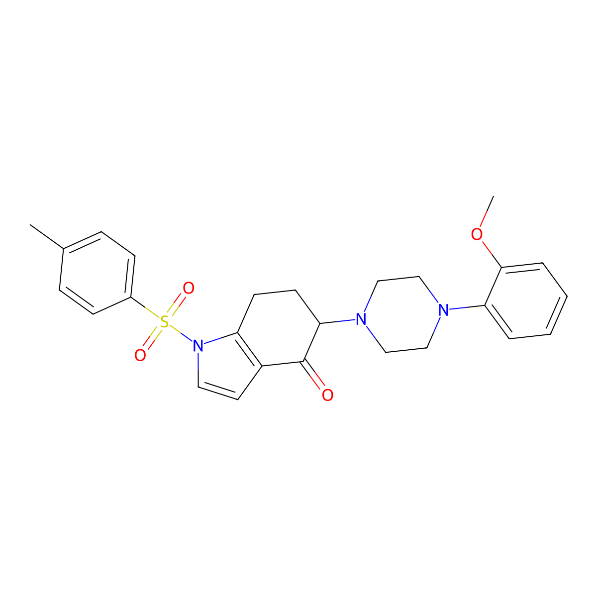 5-[4-(2-methoxyphenyl)piperazin-1-yl]-1-(4-methylphenyl)sulfonyl-6,7-dihydro-5H-indol-4-one molecular structure, CAS 439094-50-5