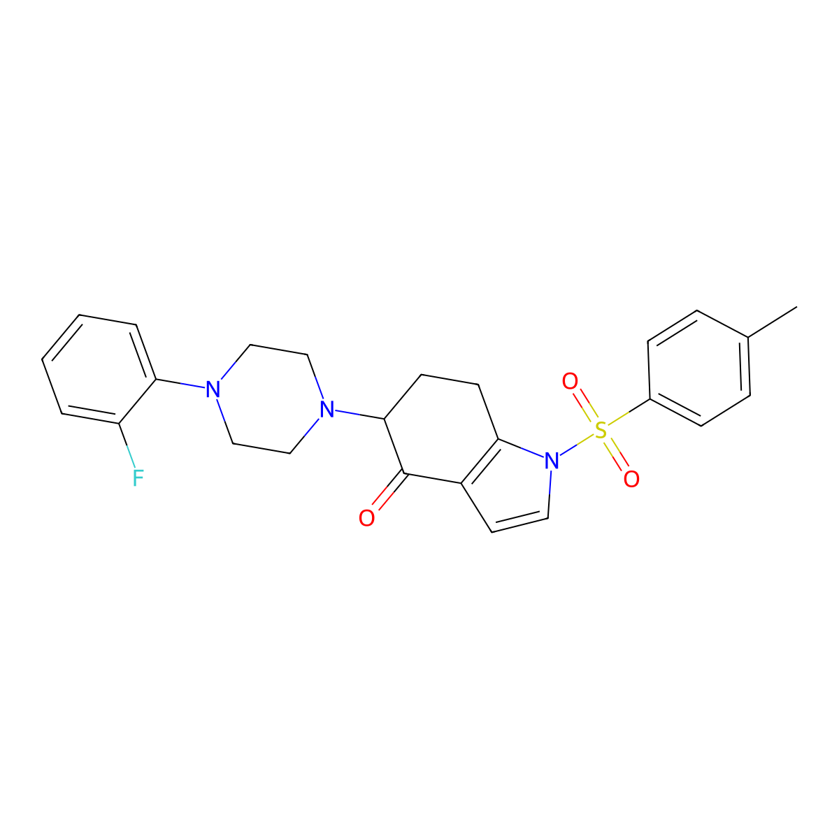 5-[4-(2-fluorophenyl)piperazin-1-yl]-1-(4-methylphenyl)sulfonyl-6,7-dihydro-5H-indol-4-one molecular structure, CAS 439094-52-7