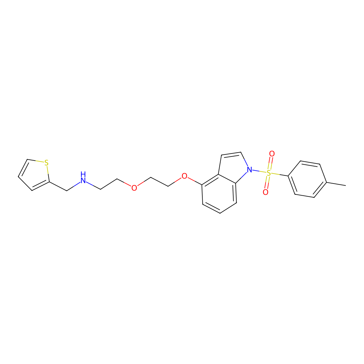 2-[2-[1-(4-methylphenyl)sulfonylindol-4-yl]oxyethoxy]-N-(thiophen-2-ylmethyl)ethanamine molecular structure, CAS 439094-58-3