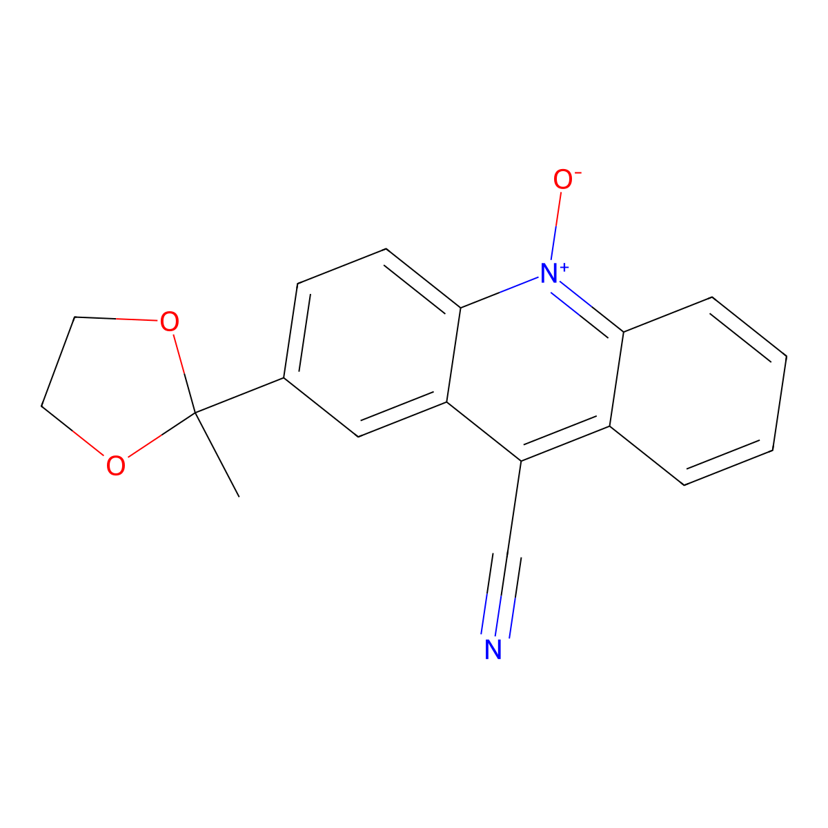2-(2-Methyl-1,3-dioxolan-2-yl)-10-oxidoacridin-10-ium-9-carbonitrile molecular structure, CAS 439094-78-7
