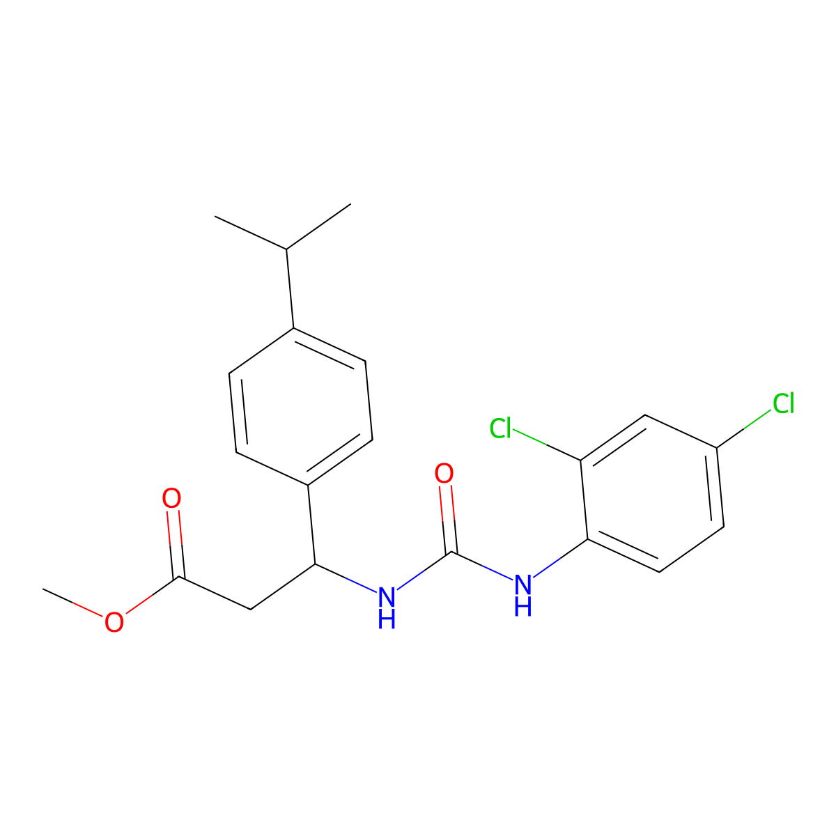 Methyl 3-{[(2,4-dichloroanilino)carbonyl]amino}-3-(4-isopropylphenyl)propanoate molecular structure, CAS 439094-79-8