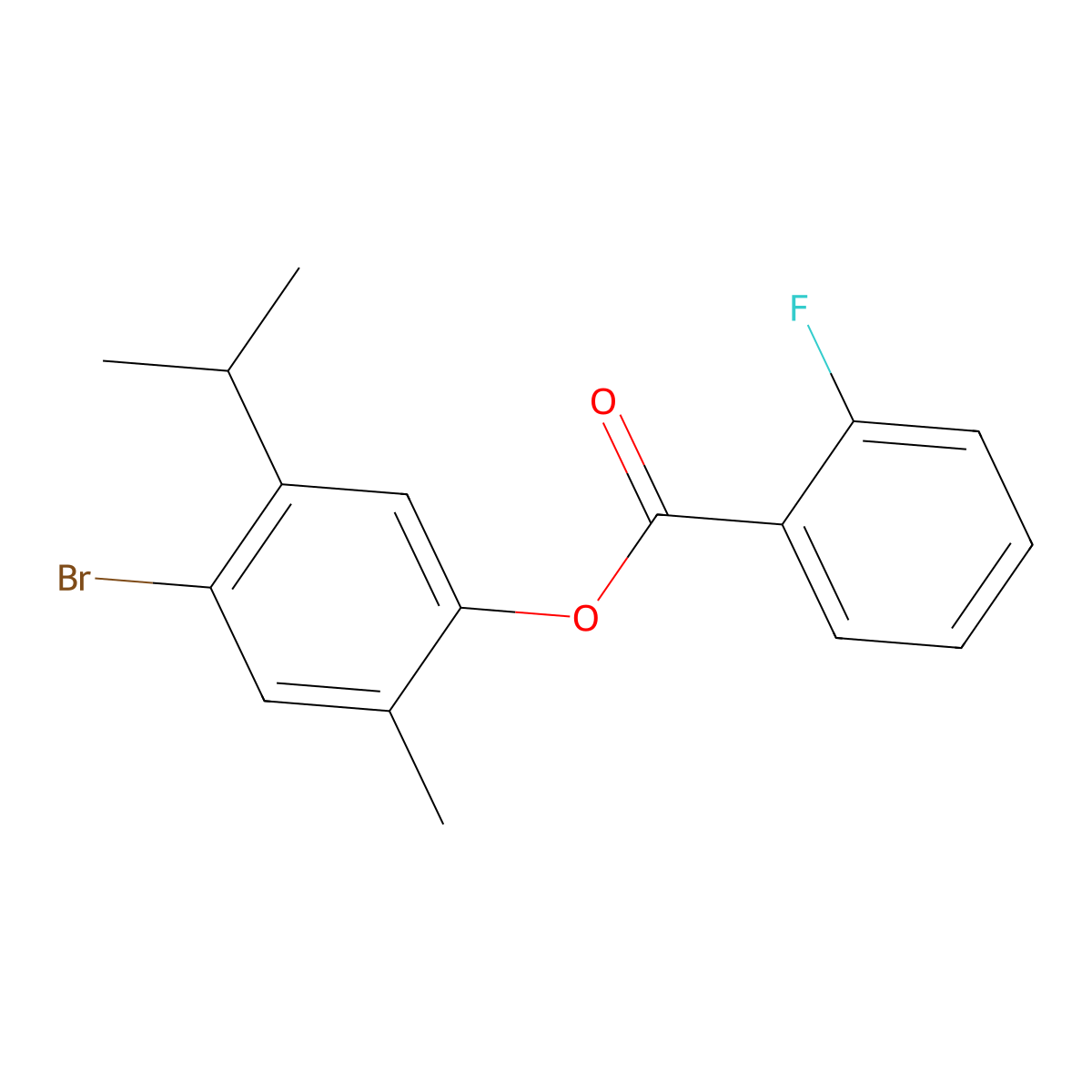 4-Bromo-5-isopropyl-2-methylphenyl 2-fluorobenzenecarboxylate molecular structure, CAS 439094-85-6