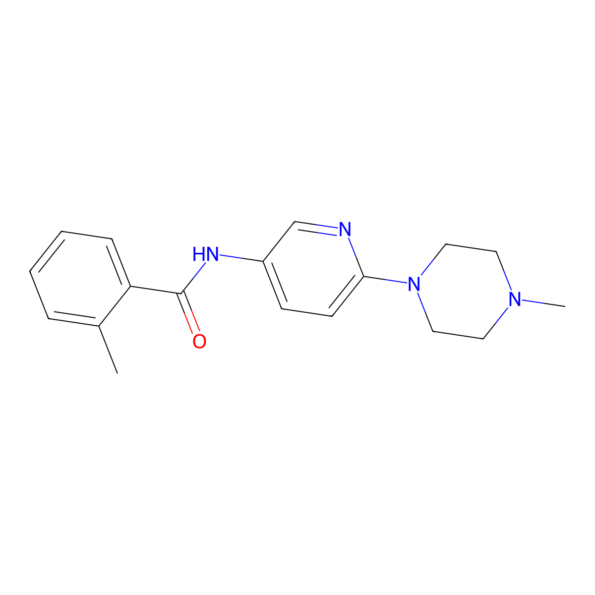 2-Methyl-N-(6-(4-methyl-1-piperazinyl)-3-pyridinyl)benzamide molecular structure, CAS 439094-92-5