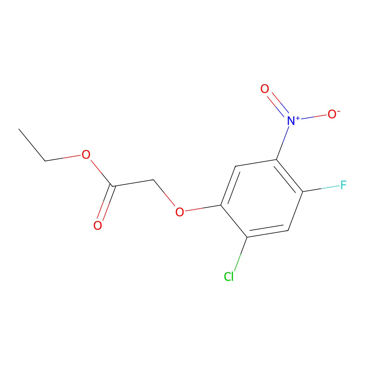 Ethyl 2-(2-chloro-4-fluoro-5-nitrophenoxy)acetate molecular structure, CAS 439094-94-7