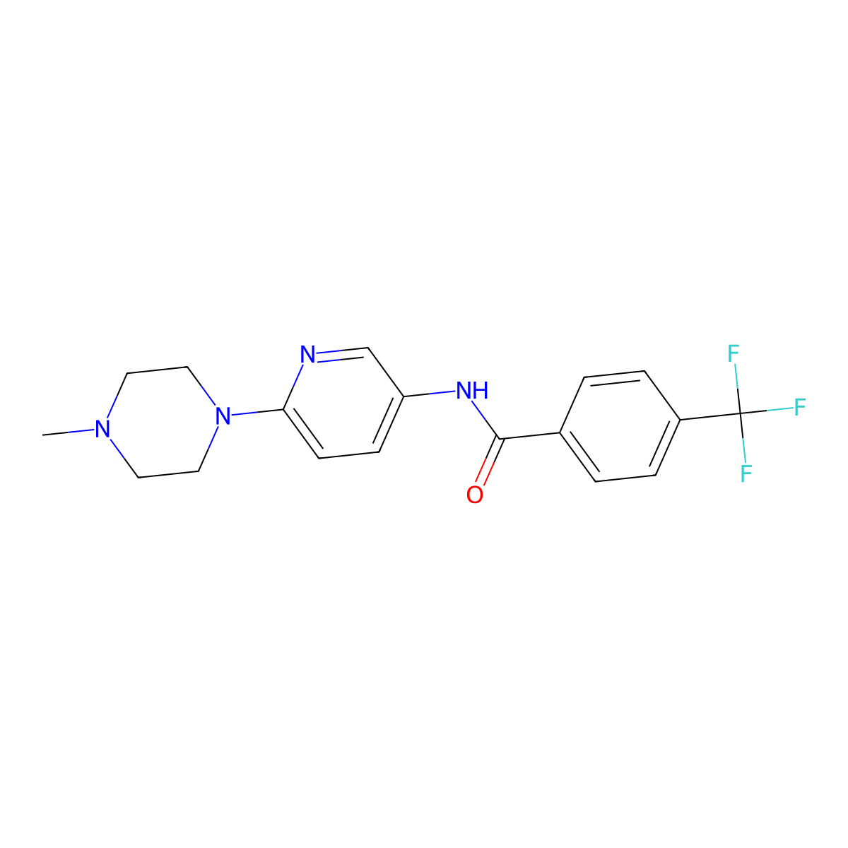 N-[6-(4-methylpiperazin-1-yl)pyridin-3-yl]-4-(trifluoromethyl)benzamide molecular structure, CAS 439094-95-8