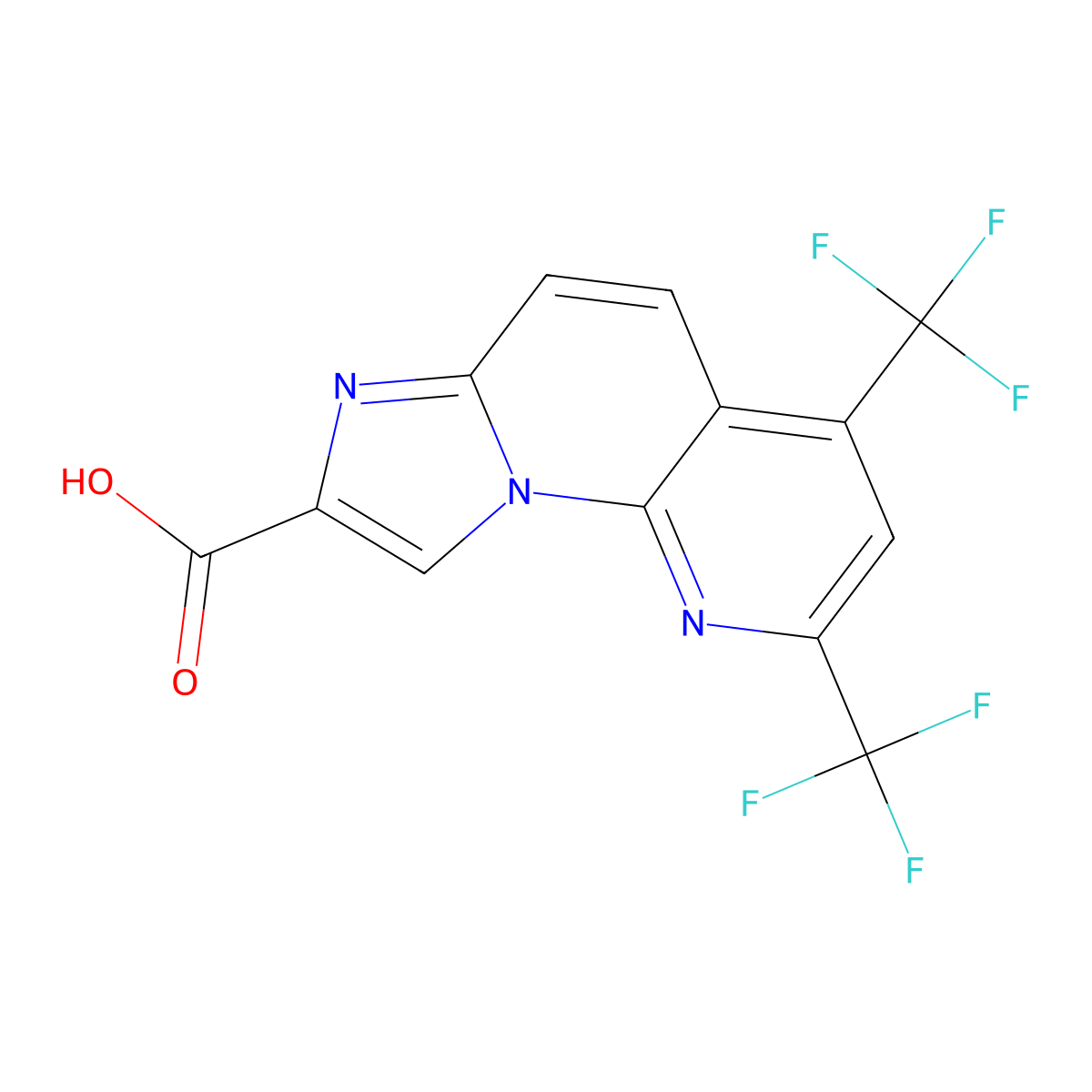 2,4-Bis(trifluoromethyl)imidazo[1,2-a][1,8]naphthyridine-8-carboxylic acid molecular structure, CAS 439094-96-9