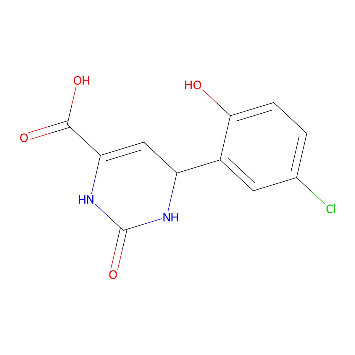 6-(5-Chloro-2-hydroxyphenyl)-2-oxo-1,2,3,6-tetrahydro-4-pyrimidinecarboxylic acid molecular structure, CAS 439095-04-2