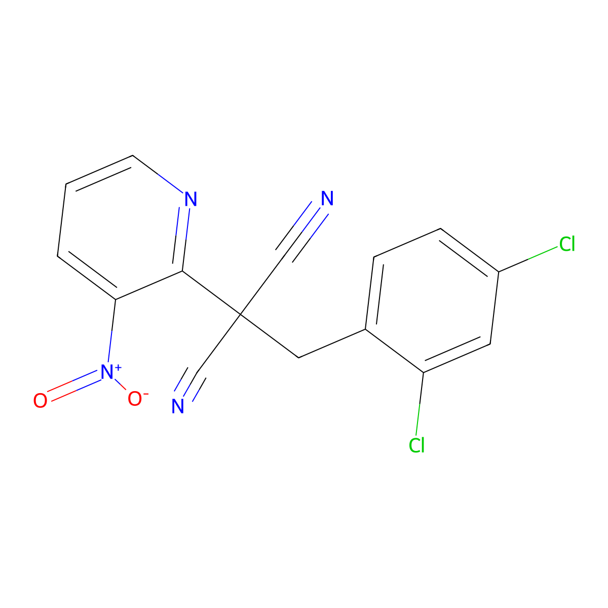 2-(2,4-Dichlorobenzyl)-2-(3-nitro-2-pyridinyl)malononitrile molecular structure, CAS 439095-07-5
