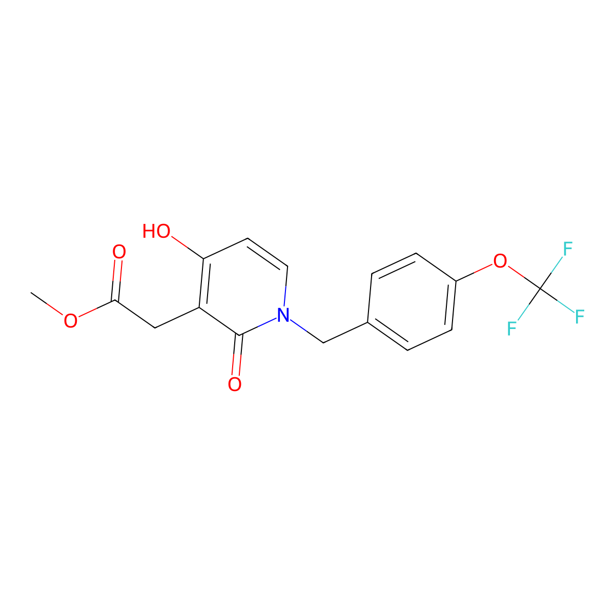 Methyl 2-{4-hydroxy-2-oxo-1-[4-(trifluoromethoxy)benzyl]-1,2-dihydro-3-pyridinyl}acetate molecular structure, CAS 439095-09-7