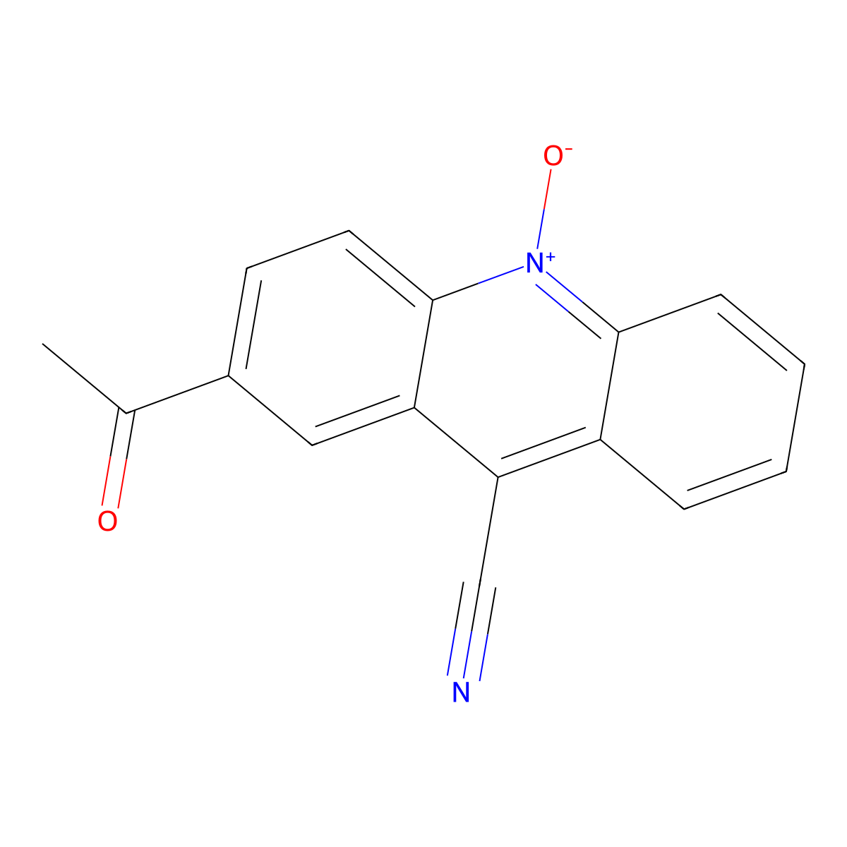 9-Acridinecarbonitrile, 2-acetyl-, 10-oxide molecular structure, CAS 439095-15-5