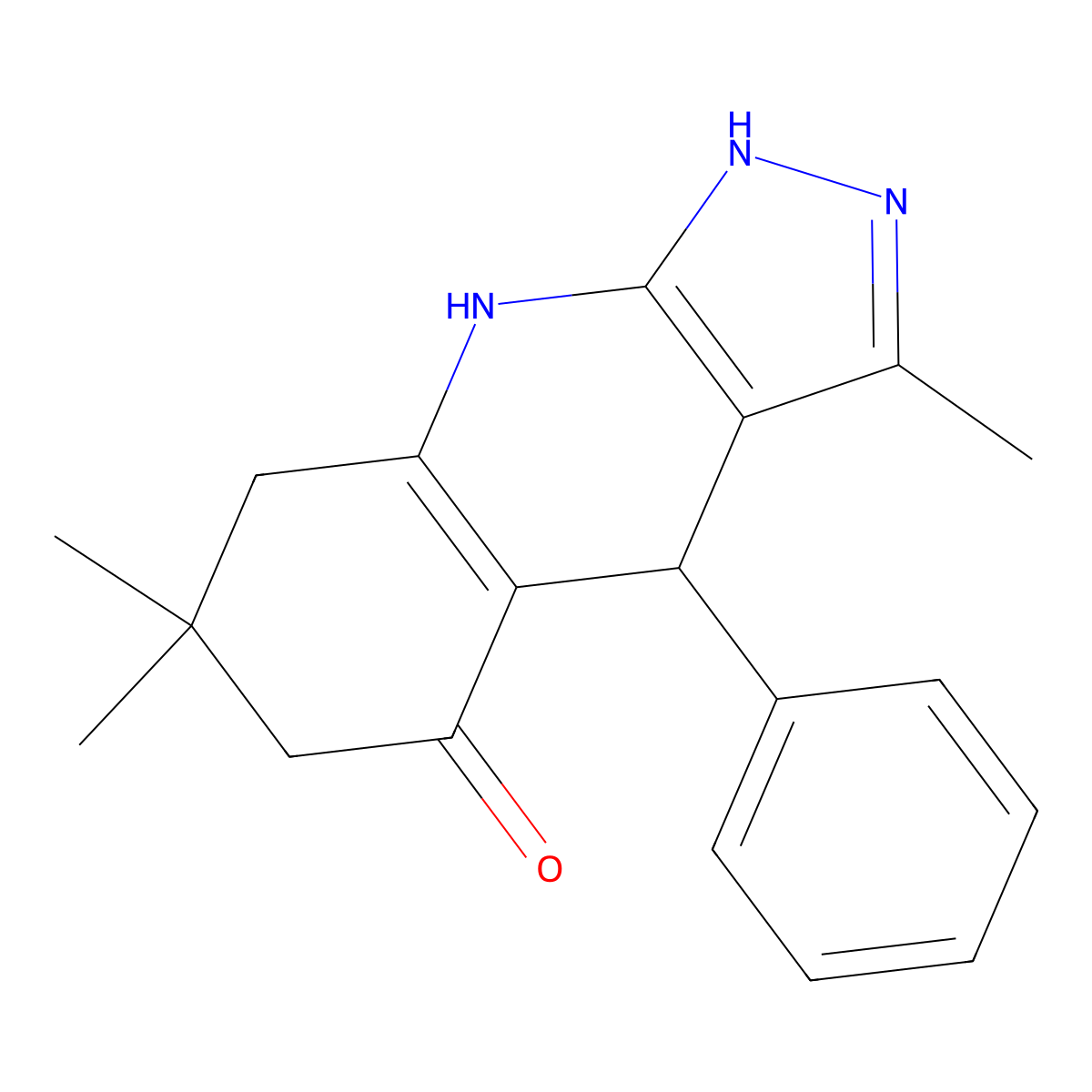 3,7,7-trimethyl-4-phenyl-1,4,6,7,8,9-hexahydro-5H-pyrazolo[3,4-b]quinolin-5-one molecular structure, CAS 439095-16-6