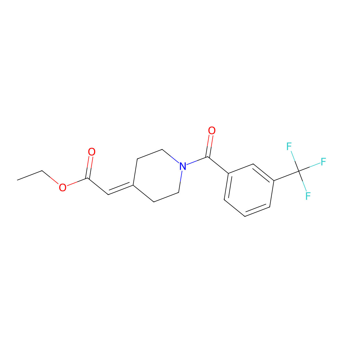 Ethyl 2-{1-[3-(trifluoromethyl)benzoyl]-4-piperidinylidene}acetate molecular structure, CAS 439095-20-2