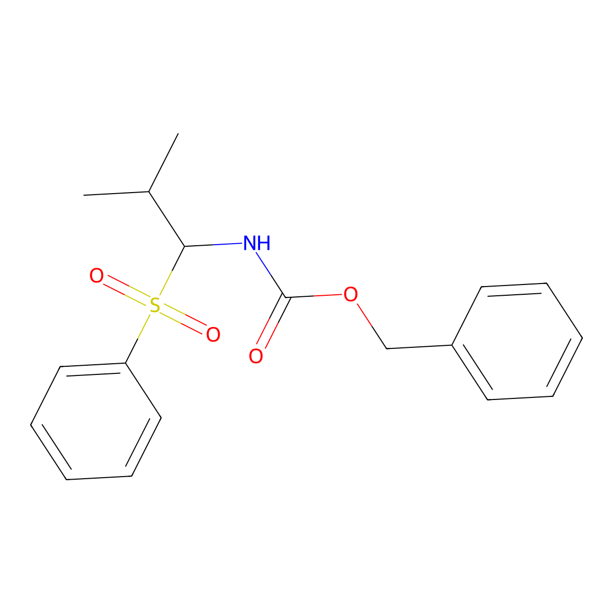 Benzyl N-[2-methyl-1-(phenylsulfonyl)propyl]-carbamate molecular structure, CAS 439095-25-7