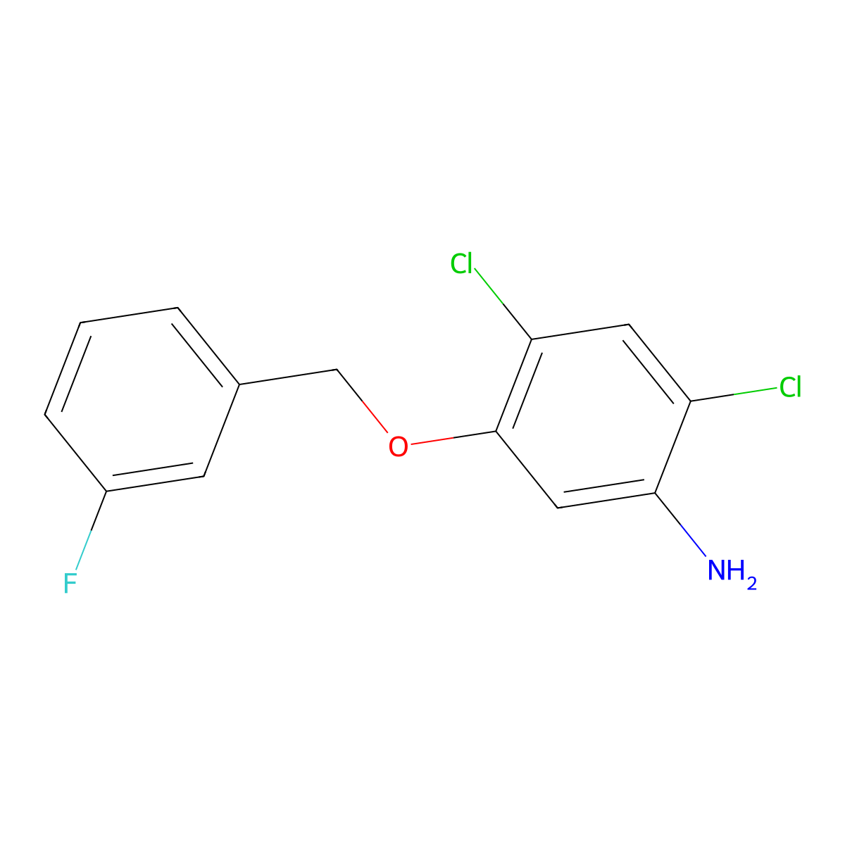 2,4-Dichloro-5-[(3-fluorobenzyl)oxy]aniline molecular structure, CAS 439095-33-7