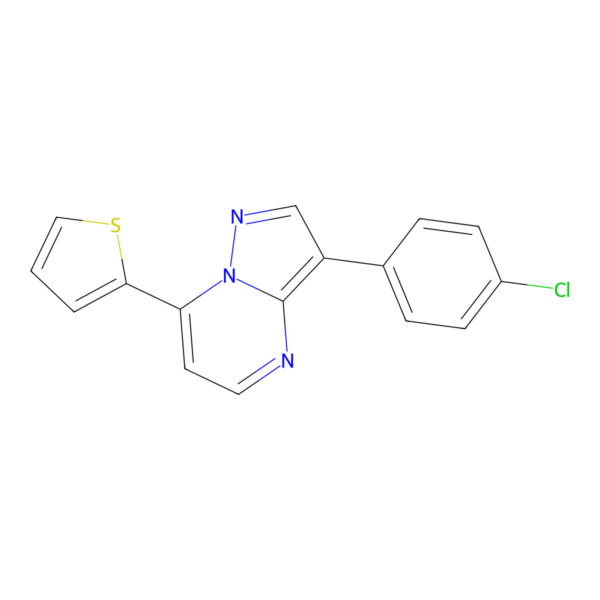 3-(4-Chlorophenyl)-7-(2-thienyl)pyrazolo[1,5-a]pyrimidine molecular structure, CAS 439095-36-0