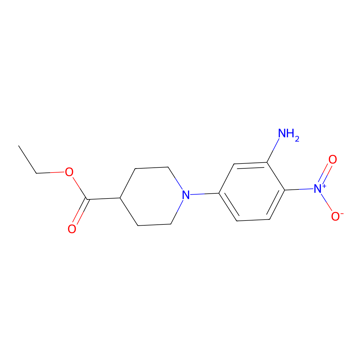 Ethyl 1-(3-amino-4-nitrophenyl)piperidine-4-carboxylate molecular structure, CAS 439095-45-1