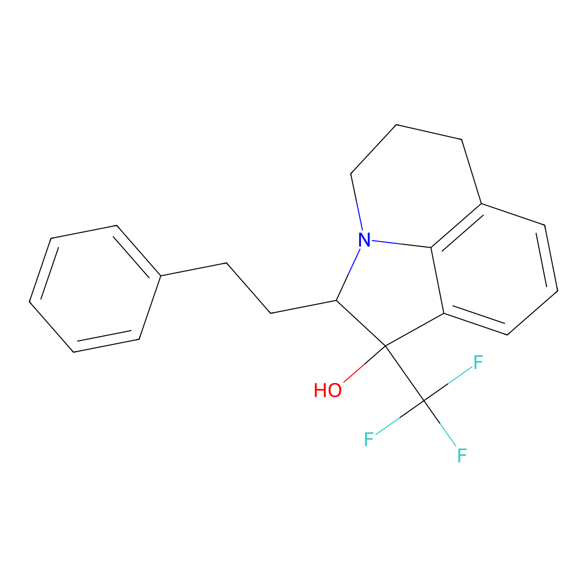 2-Phenethyl-1-(trifluoromethyl)-1,2,5,6-tetrahydro-4H-pyrrolo[3,2,1-ij]quinolin-1-ol molecular structure, CAS 439095-60-0