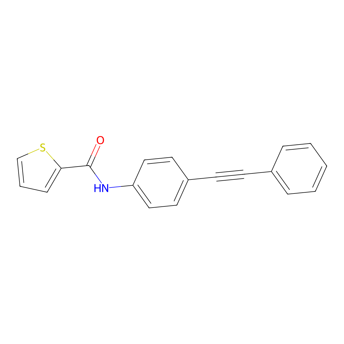 N-[4-(2-phenylethynyl)phenyl]-2-thiophenecarboxamide molecular structure, CAS 439095-69-9
