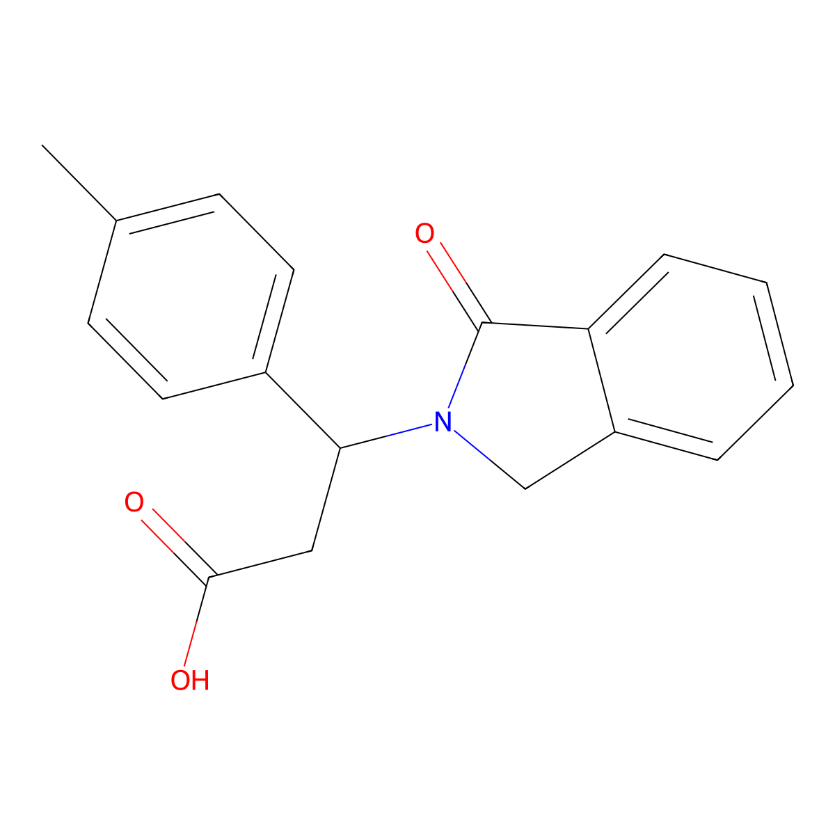 3-(4-methylphenyl)-3-(1-oxo-1,3-dihydro-2H-isoindol-2-yl)propanoic acid molecular structure, CAS 439095-70-2