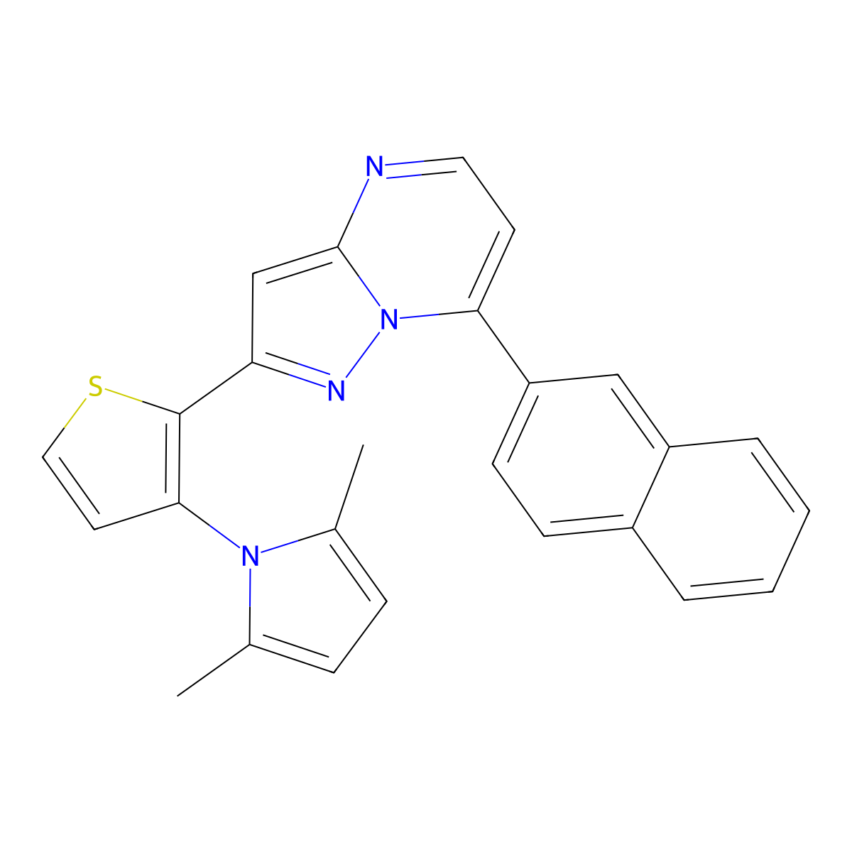 2-[3-(2,5-dimethyl-1H-pyrrol-1-yl)-2-thienyl]-7-(2-naphthyl)pyrazolo[1,5-a]pyrimidine molecular structure, CAS 439095-77-9