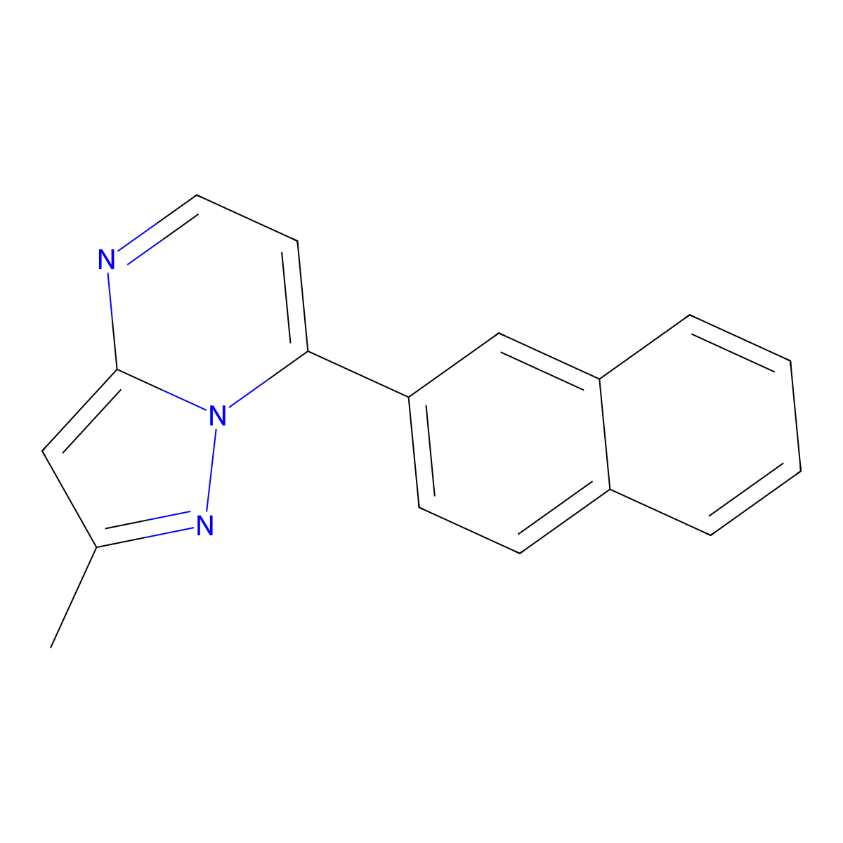 2-Methyl-7-(2-naphthyl)pyrazolo[1,5-a]pyrimidine molecular structure, CAS 439095-79-1