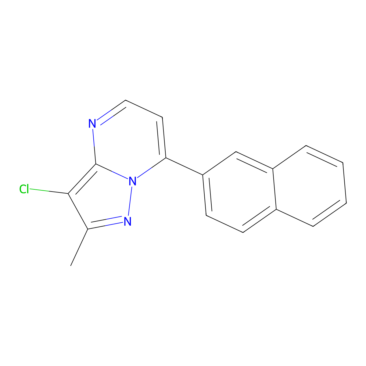 3-Chloro-2-methyl-7-(2-naphthyl)pyrazolo[1,5-a]pyrimidine molecular structure, CAS 439095-85-9