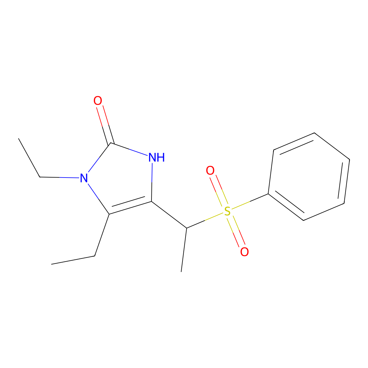 1,5-diethyl-4-[1-(phenylsulfonyl)ethyl]-1,3-dihydro-2H-imidazol-2-one molecular structure, CAS 439095-89-3