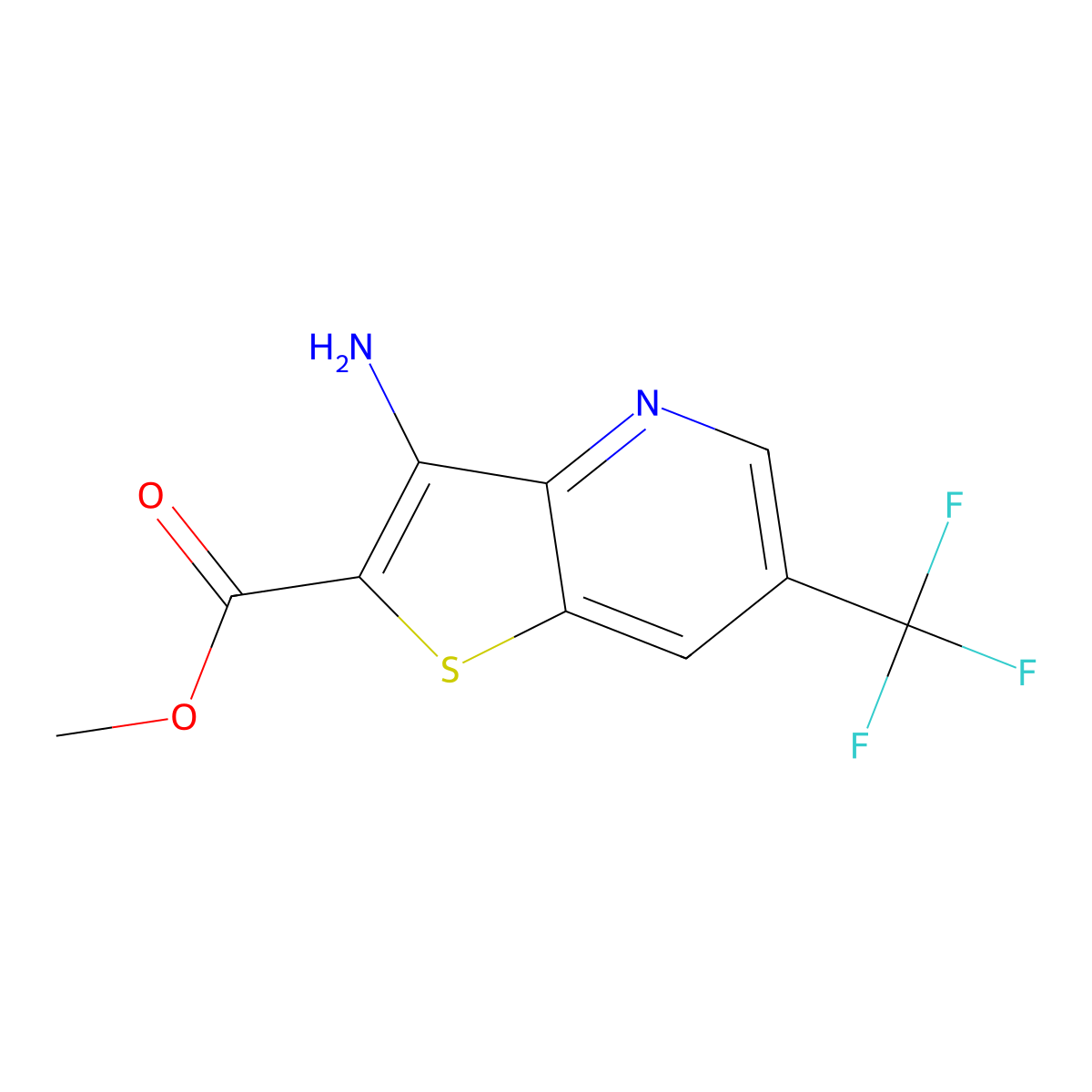 Methyl 3-amino-6-(trifluoromethyl)thieno[3,2-b]pyridine-2-carboxylate molecular structure, CAS 439095-90-6